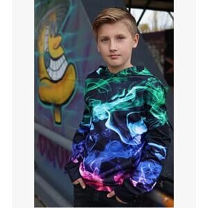 Funnycokid Youth 3D Print Fleece Pullover Hoodie - M